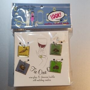 Wine Glass Charms - Green and Yellow Set